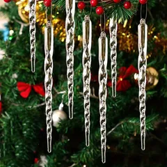 【透明アクリル製】クリスマスツリー飾り24個セット 雪の結晶/アイスクリーム型オーナメント ホリデーパーティー/冬の装飾に クリスマス/感謝祭/新年