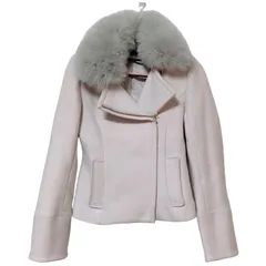 zk4 WILLSELECTION ウィルセレクション　ファー付きライダースジャケットコート　ピンクベージュ　レディース　Sサイズ　ジップアップ　人気　高級感　お嬢様