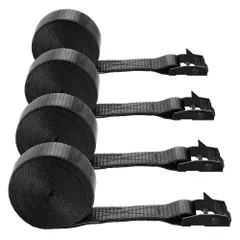 2m×25mm 4本セット カムバックル式 最大荷重225kg 固定ベルト タイダウン 結束バンド 荷締めベルト 荷物固定 運搬 梱包 引越し 自転車 ラッシングベルト 荷台 ダンボールまとめ用 多用途 地震対策 黒