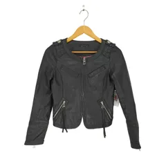 ロイヤルパーティー ROYAL PARTY lamb leather ラムレザーダブルジップノーカラージャケット レディース  36