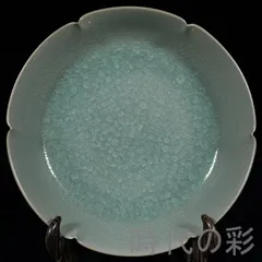 【宋時代 汝窯風 氷裂釉 葵口 洗】中国古美術・文房置物・書道具・唐物磁器・古玩・骨董品・旧家蔵出・茶道香席・R08010617