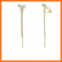 【新品】 PHNIBIRD パール イヤリング レディース 人気 金属アレルギー対応 痛くないイヤリング 揺れる 長い チェーン 落ちない ジルコニア 14k ゴールドフィルド シンプル 誕生日 プレゼント 女性 1