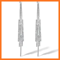 【新品】 タッセル ドロップ イヤリング、LucBuyラインストーン ダタッセルドロップイヤリング、LucBuyラインストーンダングルイヤースタッドロングゴールド模造ダイヤモンドジュエリー、輝くサークルトライアングルスターシェイプイヤリング、誕生日、結婚式 1