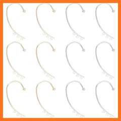 【新品】 UNICRAFTALE 12個 2色 イヤークリップ レディース イヤーカフ 真鍮 3穴付き イヤーラップ フェイクピアス イヤー クリップ 人気 イヤカフ 軟骨 ピアス ノンホールピアス 金属 誕生日 記念日 結婚式 入学式 パーティ ウエディ 0