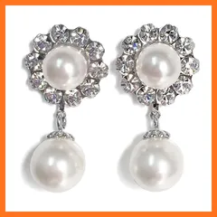 【新品】 [Machree] ピアス イヤリング パール レディース 一粒 ビジュー ウェディング 結婚式 ブライダル お呼ばれ 揺れる シルバー 小さめ シンプル 痛くない ネジ式 プレゼント 女性 10mm 1