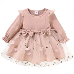 子供 ドレス ワンピース キッズ 桜の花付き きれいめ 春夏秋 七五三 女の子 前撮りベビードレス 長袖 半袖 フォーマル 結婚式 入学式 [coolspace] 子供祝い 赤ちゃん 1歳2歳3歳 誕生日 チュールワンピース