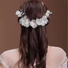 ヘッドドレス バックカチューシャ 即購入OK 小枝 花 ヘアアクセサリー 小花 ヘッドアクセサリー まとめ髪 髪飾り 花飾り 花冠 結婚式 二次会 パーティー お呼ばれ フラワー パール 大人 華奢