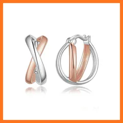 【新品】 Free bird ピアス レディース ピンクゴールド フープピアス クリスマス 人気 カップル 金属アレルギー対応 18金メッキ ツートンカラー 品質 クリスマスプレゼント 女性 0