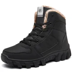 ☆ ブラック ☆ 44(28.0cm) ☆ スノーブーツ メンズ 保温 スノーブーツ メンズ ブーツ 紐 ショートブーツ ワークブーツ ハイカットスニーカー スニーカー 靴 シューズ 雪靴 ウィンターブーツ 撥水 おしゃれ 冬 防寒靴 裏起毛 運動靴