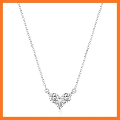 【新品】 [Free bird] ネックレス レディース [暖かい心] ハートネックレス クリスマス 925 シルバー 三粒 5Aジルコニア 金属アレルギー対応 ペンダント 女性鎖骨チェーン アクセサリー 誕生日 クリスマスプレゼント 女性 1