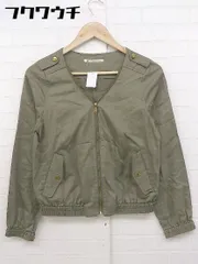 ◇ MAJESTIC LEGON マジェスティックレゴン 長袖 ノーカラー ジップアップ ジャケット サイズF カーキ レディース 【中古】 【1105250007973】