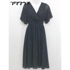 ◇ fifth フィフス 水玉 シャーリング カシュクール 半袖 膝下丈 ワンピース ブラック ホワイト レディース  【中古】 【1107280006001】