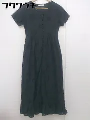 ◇ fifth フィフス 刺繍 花柄 フロントボタン 半袖 ロング ワンピース ブラック レディース  【1108180004340】