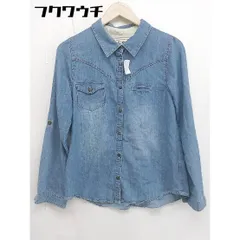 ◇ nano universe ナノユニバース デニム調 長袖 シャツ サイズF ブルー系 レディース  【中古】 【1108270001181】