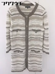 ◇ ICB アイシービー ボーダー ラメ コットン ニット セーター 長袖 膝丈 ワンピース サイズS ブラウン マルチ レディース  【1109070002989】