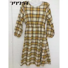 ◇ NATURAL BEAUTY BASIC ナチュラルビューティーベーシック チェック 長袖 膝丈 ワンピース サイズS ベージュ レディース  【1109090007087】