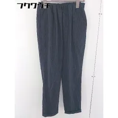 ◇ BEAUTY & YOUTH 裾ロールアップ ウエストゴム ストライプ テーパードパンツ サイズ M ネイビー レディース  【1109080013760】