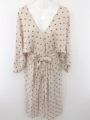 ◇ KBF URBAN RESEARCH 水玉 カシュクール 長袖 膝下丈 ワンピース サイズ ONE ベージュ ブラック レディース  【1109280004490】