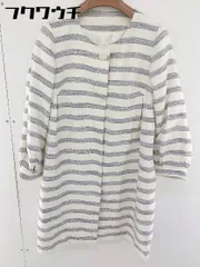 ◇ NOLLEY'S ノーリーズリー ボーダー ノーカラー 長袖 スプリングコート サイズ 38 ホワイト グレー レディース  【1110050004701】のサムネイル