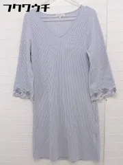 ◇ PROPORTION BODY DRESSING レース 長袖 膝丈 ニット ワンピース サイズ3 ブルー系 レディース  【1110120000640】