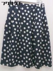 ◇ Leilian レリアン バックジップ 水玉 ドット 膝丈 フレア スカート サイズ7 ネイビー ホワイト レディース  【中古】 【1110150011654】