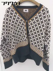 ◇ ABITOKYO アビトーキョー 総柄 長袖 ニット カーディガン ホワイト ブラック ブラウン系 レディース  【中古】 【1110200011283】