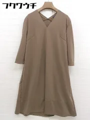 ◇ MARTHA マーサ Vネック 長袖 膝丈 ワンピース サイズ L ブラウン レディース  【中古】 【1110200009815】