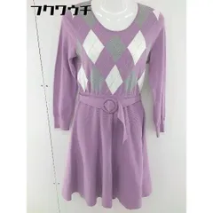 ◇ ◎ PROPORTION BODY DRESSING ウエストベルト付き 長袖 膝丈 ニット ワンピース サイズ3 パープル系 レディース  【中古】 【1111100007154】
