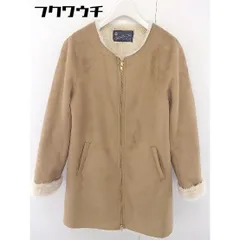 ■ URBAN RESEARCH Sonny Label 裏地ボア ジップアップ 長袖 ノーカラー コート サイズ 38 キャメル レディース  【中古】 【1111100003965】