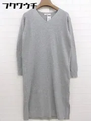 ◇ grove グローブ Vネック 長袖 膝下丈 ニット ワンピース サイズS グレー レディース  【中古】 【1111180003251】