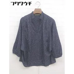 ◇ URBAN RESEARCH DOORS 水玉 ドット 七分袖 スキッパーシャツ サイズ F ネイビー ベージュ レディース  【中古】 【1111230026568】