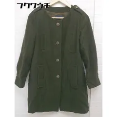■ ◎ SLOBE IENA スローブ イエナ フォックスファー付き ノーカラー コート カーキ レディース  【中古】 【1111240009896】