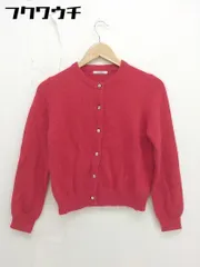 ◇ ELFORBR エルフォーブル アンゴラ混 ニット セーター ラインストーン 長袖 カーディガン サイズM レッド レディース  【1111290000782】