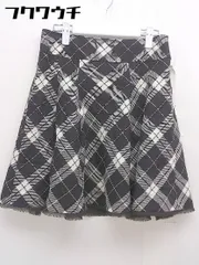 ◇ KUMIKYOKU 組曲 サイドジップ チェック ミニ フレア スカート サイズ3 ブラウン アイボリー レディース  【中古】 【1112020001161】