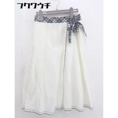 ◇ NEWYORKER 切替 刺繍 ウエストリボン 膝下丈 ラップ スカート サイズ9 アイボリー系 レディース  【中古】 【1112070000602】