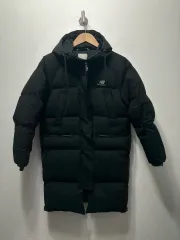 ニューバランス ブラック ロングダウンジャケット フード ダウンコート S