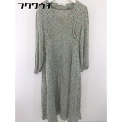◇ GRL グレイル Vネック 花柄 レースアップ 長袖 ロング ワンピース サイズM グリーン ピンク レディース  【1112080005321】