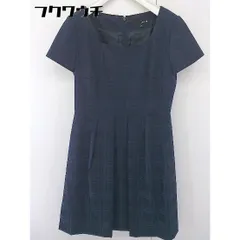 ◇ any FAM エニィファム チェック 半袖 膝丈 ワンピース サイズ2 ネイビー レディース  【中古】 【1112150001192】