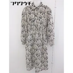 ◇ LEBECCA boutique ウエストゴム 花柄 フリル 長袖 膝下丈 ワンピース サイズF アイボリー ブラック レディース  【中古】 【1112220001725】