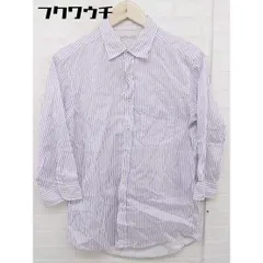 ◇ ◎ green label relaxing UNITED ARROWS ストライプ 七分袖 シャツ サイズS ホワイト パープル メンズ  【中古】 【1112290001366】