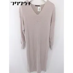 ◇ N. Natural Beauty Basic Vネック 長袖 膝下丈 ニット ワンピース サイズM ピンクベージュ レディース  【中古】 【1112290006545】