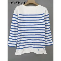 ◇ ORCIVAL オーシバル フランス製 ボーダー ロゴ 刺繍 長袖 カットソー サイズ0 ホワイト ネイビー レディース  【中古】 【1201060002501】