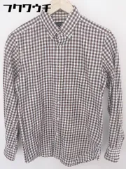 ◇ ◎ green label relaxing ギンガムチェック ボタンダウン BD 長袖 シャツ サイズS ホワイト ブラウン系 メンズ  【中古】 【1201170002767】