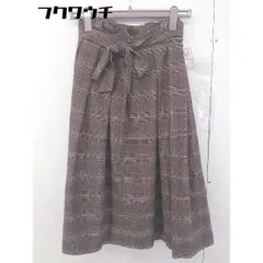 ◇ ◎ laboratory work タグ リボン付き チェック ロング フレア スカート サイズM ブラウン系 レディース  【1201190001375】