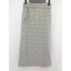 ◇ ◎ OPAQUE.CLIP ウエストベルト付き チェック 膝丈 タイト ナロー スカート サイズS グレー系 レディース  【中古】 【1203210004236】