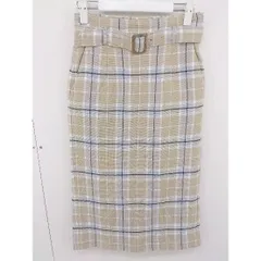 ◇ ◎ any SiS エニィスィス ベルト付 チェック ロング タイト スカート サイズ2 ベージュ レディース  【中古】 【1203250007082】