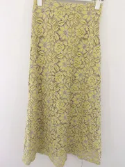 ◇ fifth フィフス 総刺繍 ウエストゴム ロング タイト スカート イエロー ベージュ レディース  【中古】 【1204080003190】