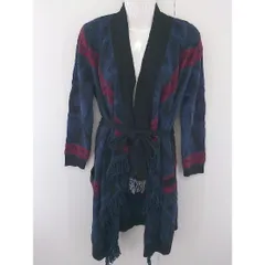 ◇ ◎ A.I.C エーアイシー ウエストリボン付き 長袖 ニット カーディガン サイズM ネイビー系 ボルドー系 レディース  【中古】 【1204180001492】