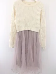 ◇ MAJESTIC LEGON マジェスティックレゴン チュール 長袖 膝下丈 ワンピース サイズM ベージュ系 ピンク系 レディース  【中古】 【1204130003101】