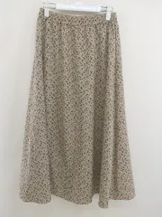 ◇ grove グローブ ウエストゴム レオパード柄 ロング フレア スカート サイズM ブラウンベージュ レディース  【中古】 【1206220000601】